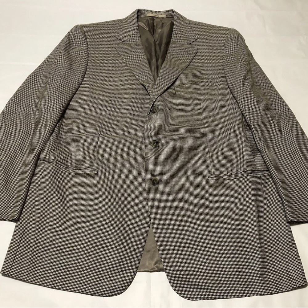 Ermenegildo Zegna Men’s 44R Wool Houndstooth Blazer 3 Button Jacket Boyds Italy